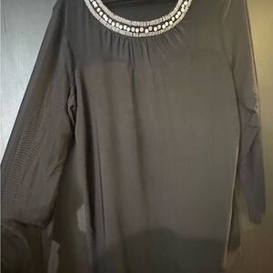 PerSeption Concept Black Embellished Long Sleeve Blouse